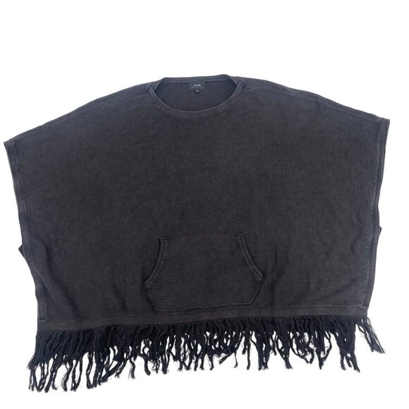 Joes Jeans Collection Size Small Black Poncho Sweater Cotton Fringe Pockets Boho - Picture 3 of 11
